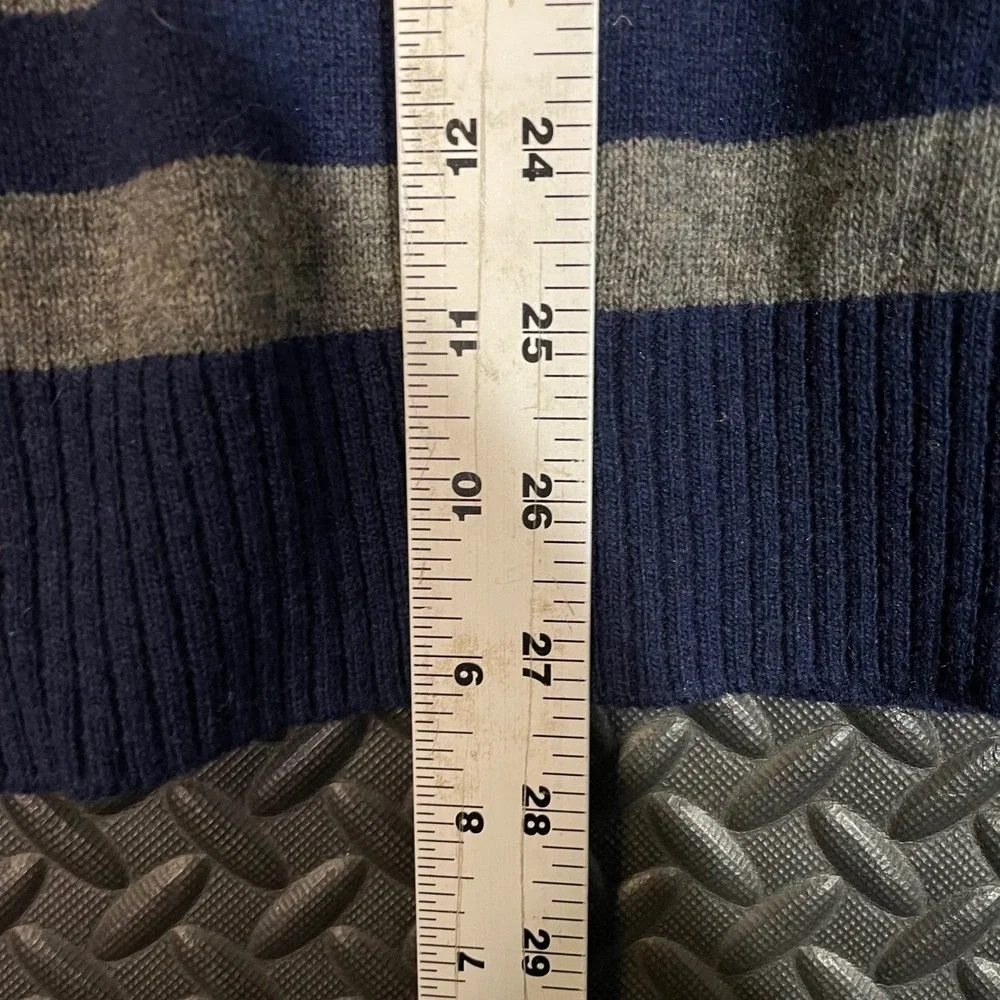Vintage Joules Clothing‎ Gray Blue Wool Striped Pullover V-Neck Sweater Men L